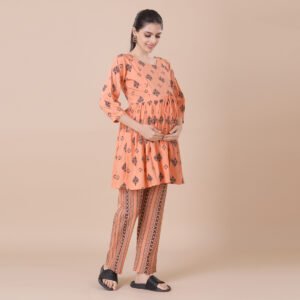 Alternative view of Peech Maternity & Feeding Night Suit With Zippers (Top & Bottom)