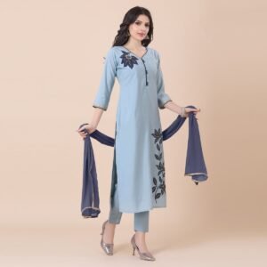 Alternative view of Designer Sky Blue Suit Set