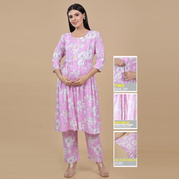 Pink Feeding & Maternity Dress (Top&Bottom)