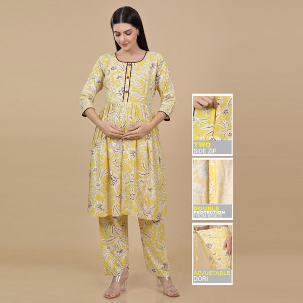 Yellow Feeding & Maternity Dress (Top&Bottom)