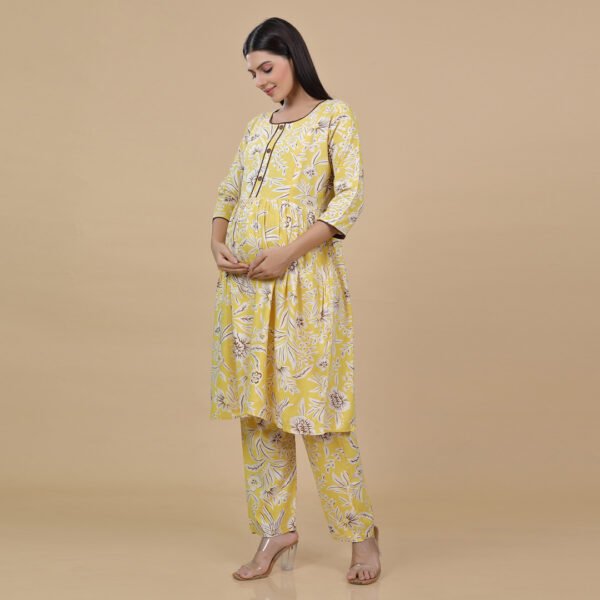 Yellow Feeding & Maternity Dress (Top&Bottom) - Image 2