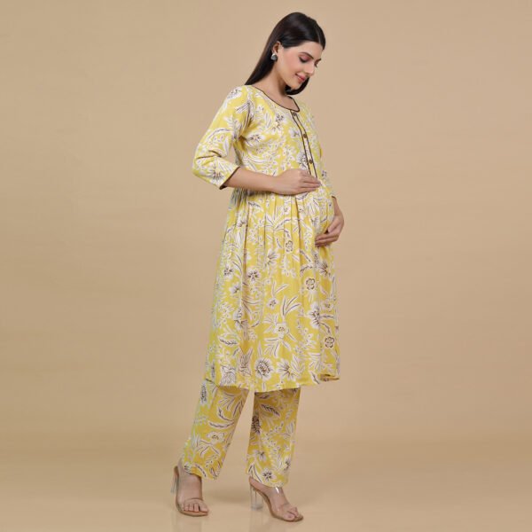 Yellow Feeding & Maternity Dress (Top&Bottom) - Image 3
