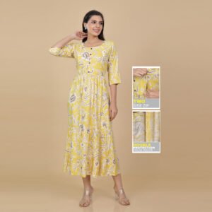 Alternative view of Yellow Feeding & Maternrity Kurti