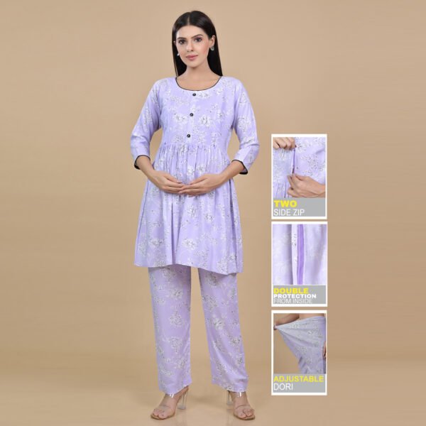 Lilac Feeding & Maternity Night Suit(Top&Bottom)