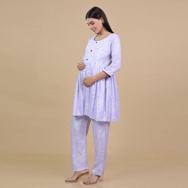 Lilac Feeding & Maternity Night Suit(Top&Bottom) - Image 3