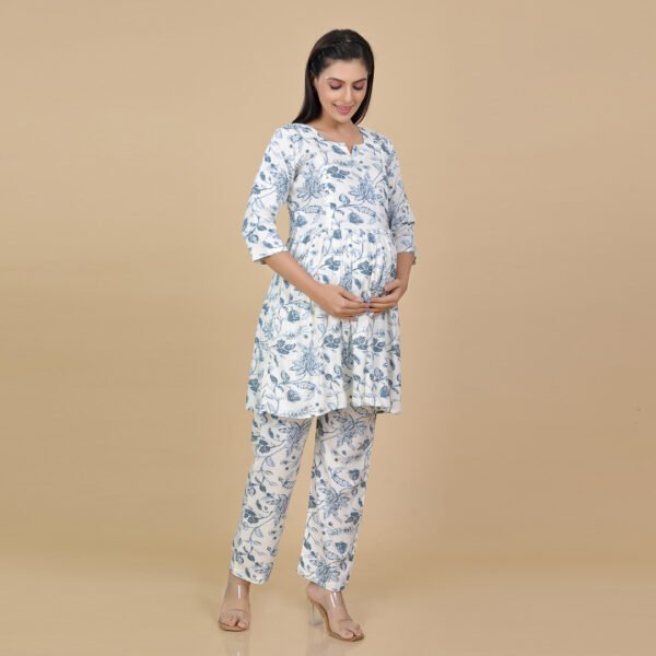 White Feeding & Maternity Night Suit(Top&Bottom) - Image 3