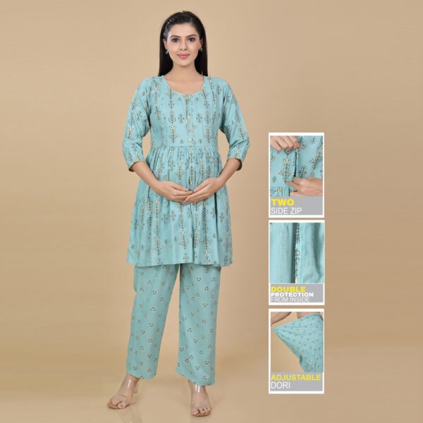 Pista Green Feeding & Maternity Night Suit(Top&Bottom)