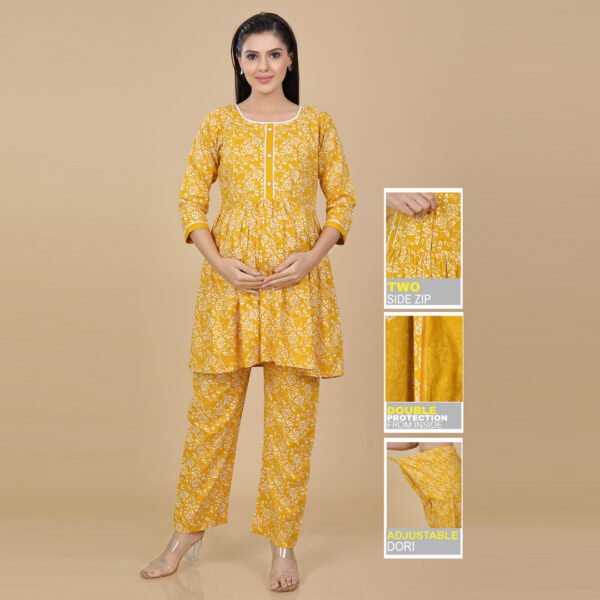 Yellow Feeding & Maternity Night Suit(Top & Bottom)