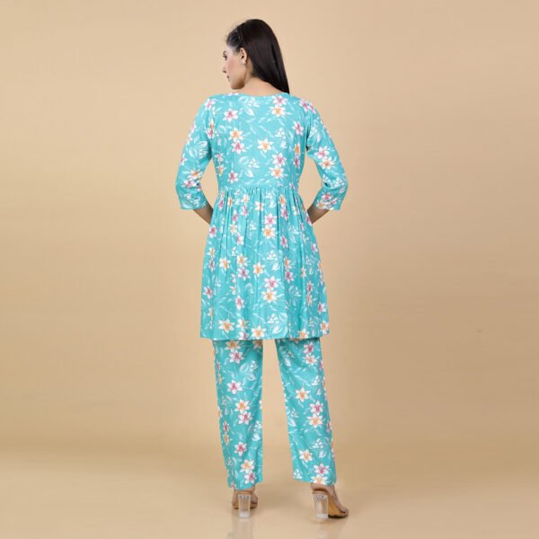 Turquoise Feeding & Maternity Night Suit(Top&Bottom) - Image 4