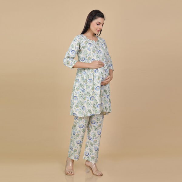 White Feeding & Maternity Night Suit(Top&Bottom) - Image 3