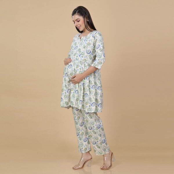 White Feeding & Maternity Night Suit(Top&Bottom) - Image 2