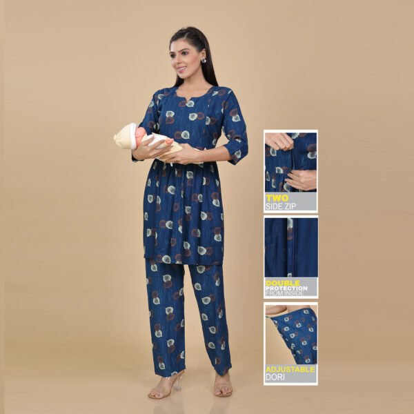 Blue Feeding & Maternity Night Suit(Top&Bottom)