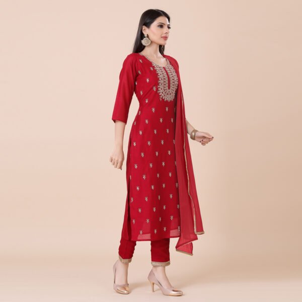 Designer Red Suit Set - Image 3