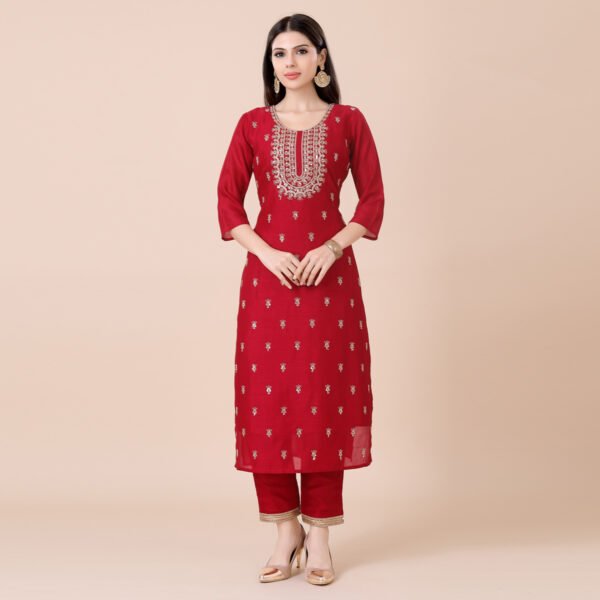 Designer Red Suit Set - Image 2