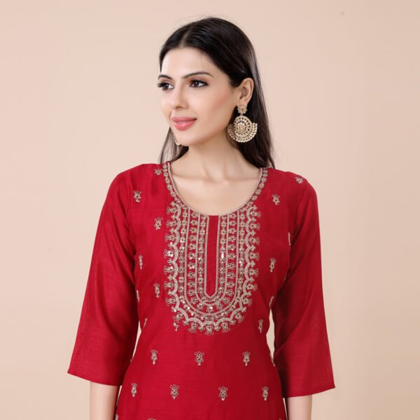 Designer Red Suit Set - Image 4