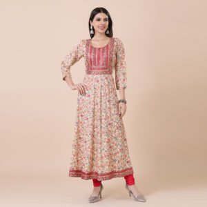 Alternative view of Rose Red Flower Kurtas