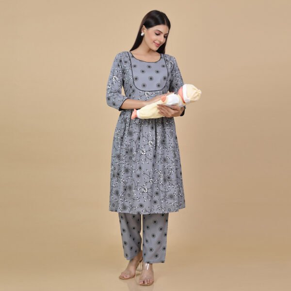 Grey Feeding & Maternity Dress (Top&Bottom) - Image 2