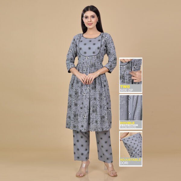 Grey Feeding & Maternity Dress (Top&Bottom)