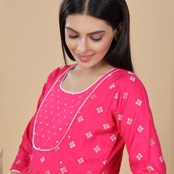 Dark Pink Feeding & Maternity Dress (Top&Bottom) - Image 3