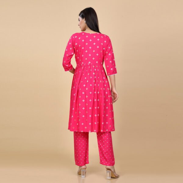 Dark Pink Feeding & Maternity Dress (Top&Bottom) - Image 4