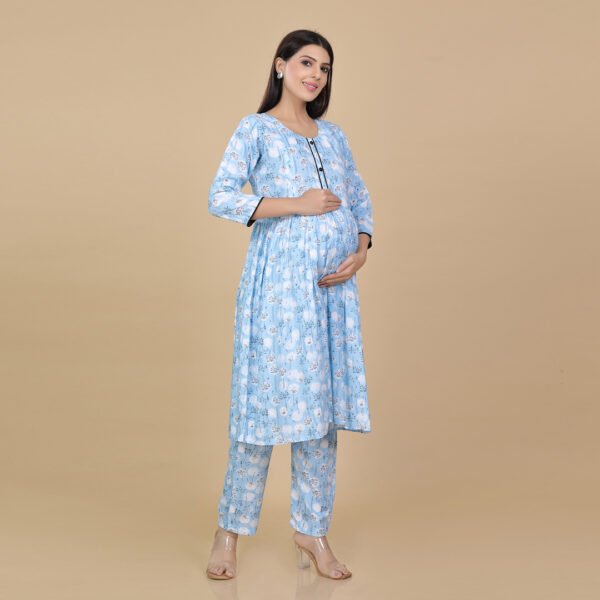 Sky Blue Feeding & Maternity Dress (Top&Bottom) - Image 3