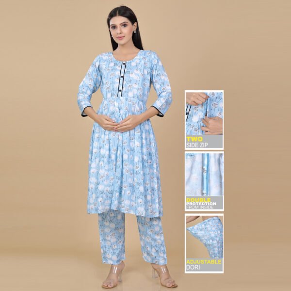 Sky Blue Feeding & Maternity Dress (Top&Bottom)