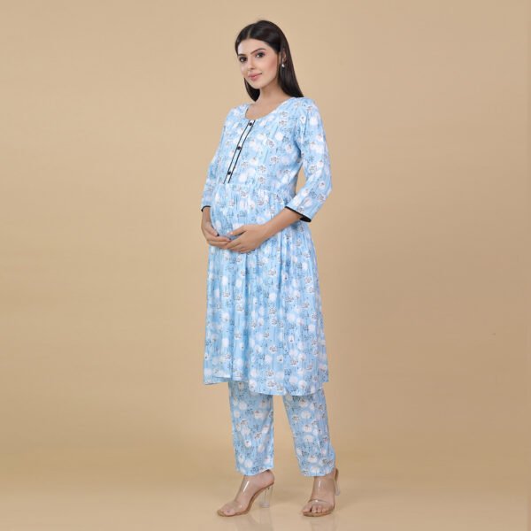 Sky Blue Feeding & Maternity Dress (Top&Bottom) - Image 2