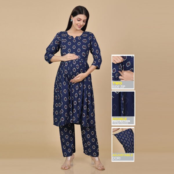 Blue Feeding & Maternity Dress (Top&Bottom)