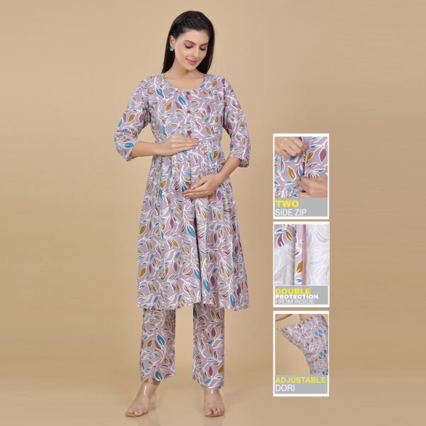 Multicolour Feeding & Maternity Dress (Top&Bottom)