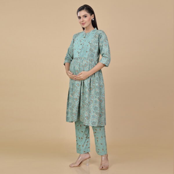 Pista Green Feeding & Maternity Dress (Top&Bottom) - Image 2